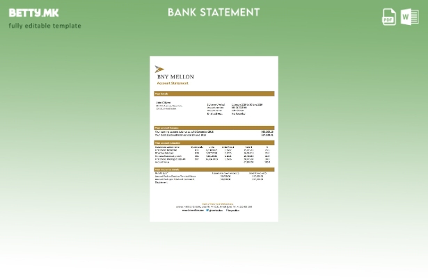 модерен стил USA Bank of New York Mellon шаблон за збор за извод од банка за док