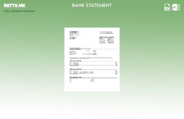 модерен стил USA Chase шаблон за збор верзија на извод од банка 1
