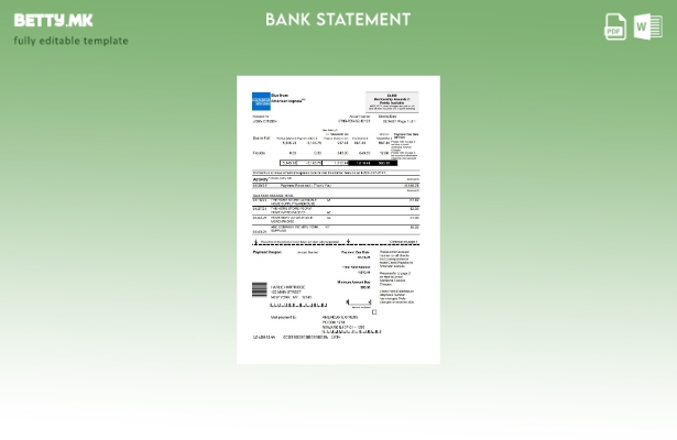 модерен стил USA New York American Express Blue шаблон за ексел банкарски извод