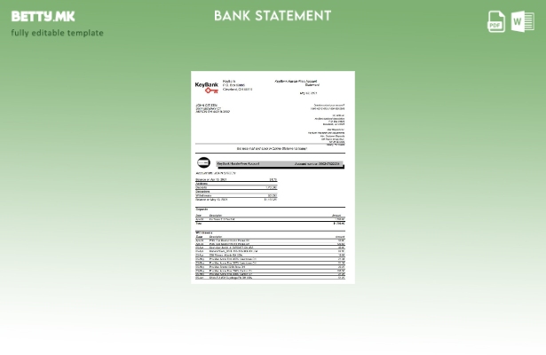 модерен стил USA Ohio KeyBank банкарски извод на ексел шаблон