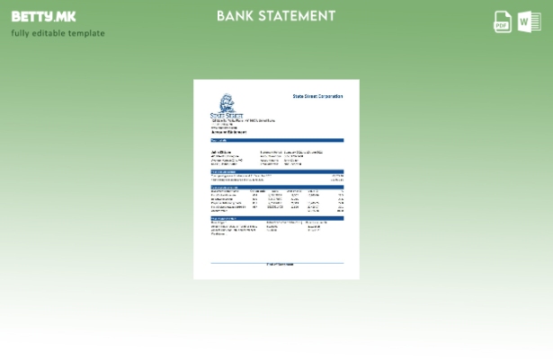 модерен стил USA State Street Corporation банкарски извод на ексел шаблон