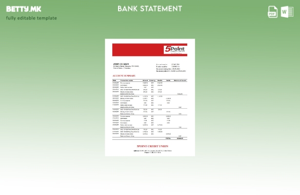 модерен стил USA Texas Point извод од банкарски ексел шаблон