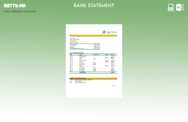 модерен стил, шаблон ексел за банкарски изводи од првите граѓани на Барбадос