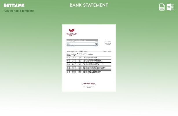 модерен стил, шаблон ексел за извод на банкарска банка на Русија Кредитна банка