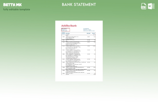 модерен стил, шаблон ексел за извод од банка на Австрија Адико Банка