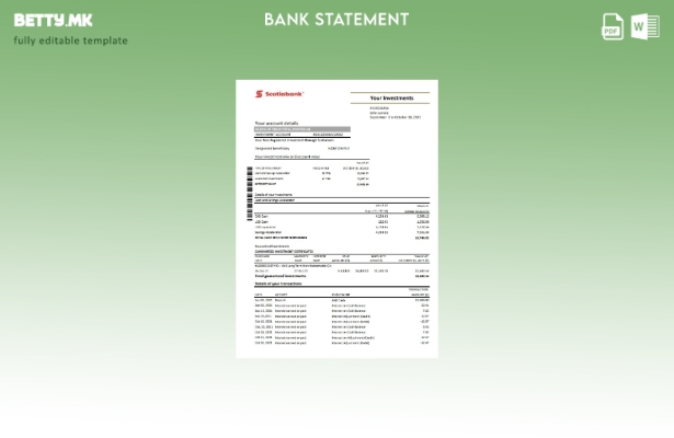 модерен стил, шаблон ексел за извод од банка на Чиле Скотјабанк