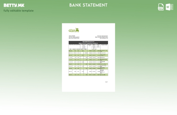 модерен стил, шаблон за ексел банкарски извод од банката на Маршалските Острови