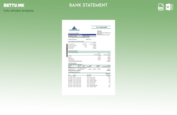 модерен стил, шаблон за ексел банкарски изводи од Црна Гора Atlasmont