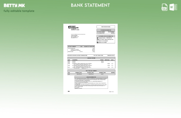 модерен стил, шаблон за збор од банкарски извод од Тенеси Прв Хоризонт