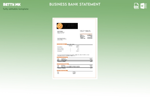 Модерен стил Банката на Ningbo деловен извод од банката Шаблон Word и PDF