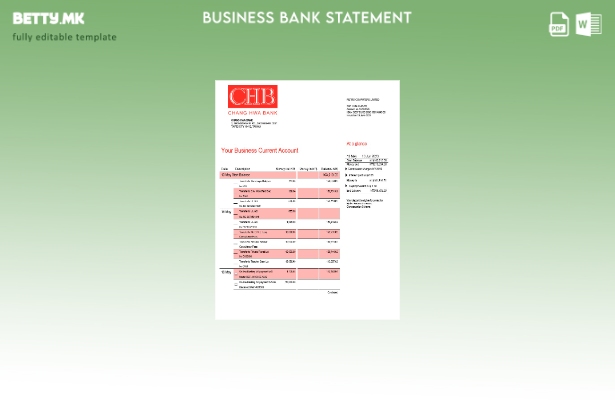 Модерен стил Деловната изјава на Chang Hwa Bank Шаблон Word и PDF