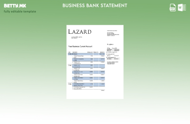 Модерен стил Деловната изјава на Lazard Bank Шаблон Word и PDF
