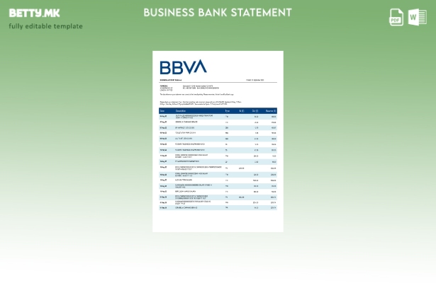 Модерен стил Извештај за организација на BBVA банка Шаблон Word и PDF