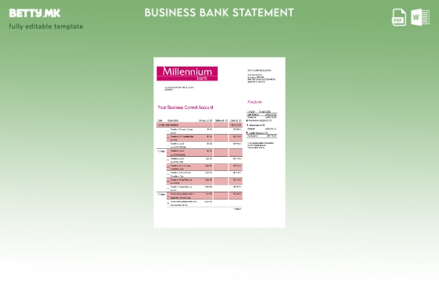 Модерен стил Извештај за претпријатието на Милениум банка Шаблон Word и PDF