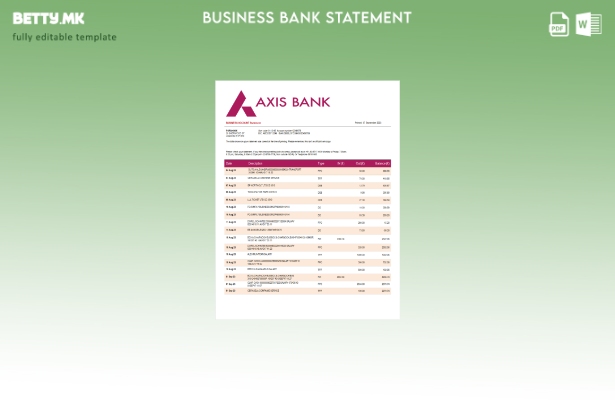Модерен стил Извештај за претпријатието на Axis Bank Шаблон Word и PDF