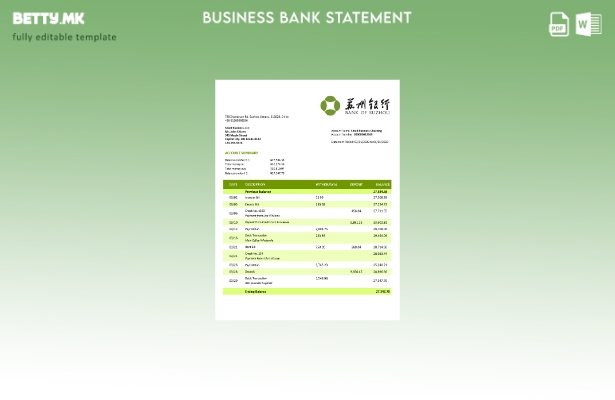 Модерен стил Извештај за цврста сметка на Банката во Суджоу Шаблон Word и PDF