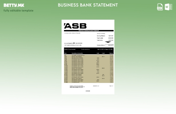 Модерен стил Изјава на компанијата ASB Bank Шаблон Word и PDF