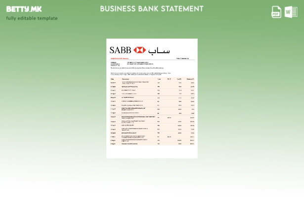 Модерен стил Изјава на компанијата SABB Bank Шаблон Word и PDF