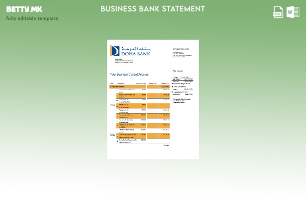 Модерен стил Организацијата на Доха банка која проверува извод од сметката Шабло