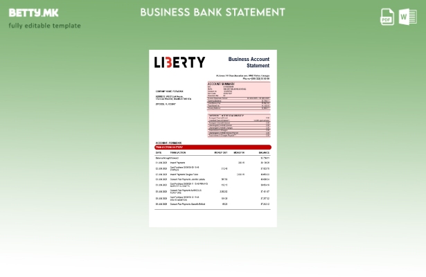 Модерен стил Организацијата на Либерти банка која проверува извод од сметката Ша