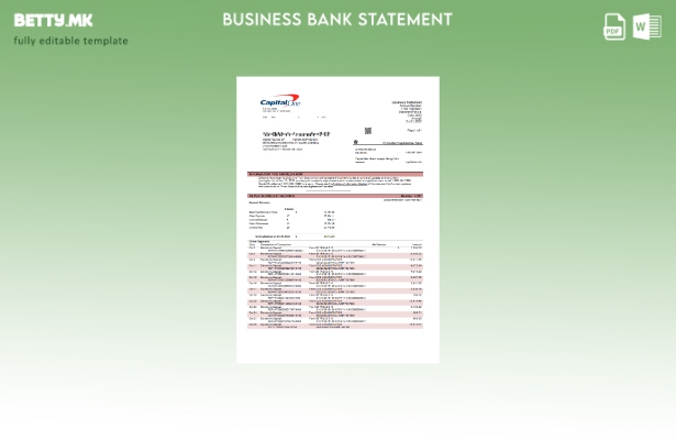 Модерен стил извод на корпоративна сметка на банката Capital One Шаблон Word и P