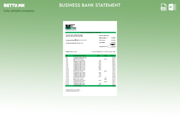 Модерен стил на Банката на Африка за корпоративна проверка на сметката Шаблон Wo