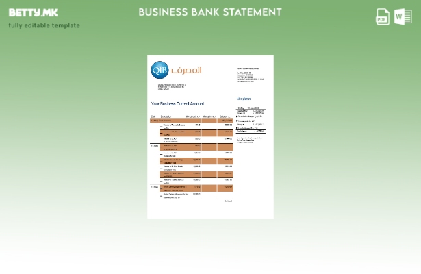 Модерен стил на деловна изјава на Катар Исламска банка Шаблон Word и PDF