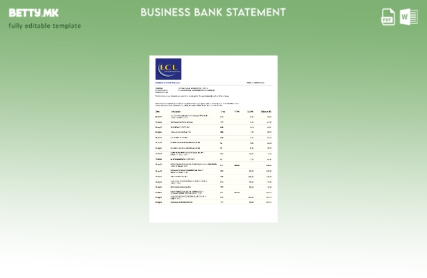 Модерен стил на деловна изјава на LCL банка Шаблон Word и PDF