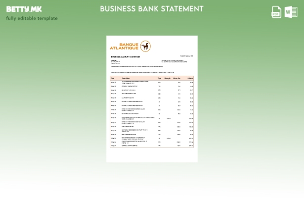 Модерен стил на организацијата Banque Atlantique што проверува извод на сметка Ш