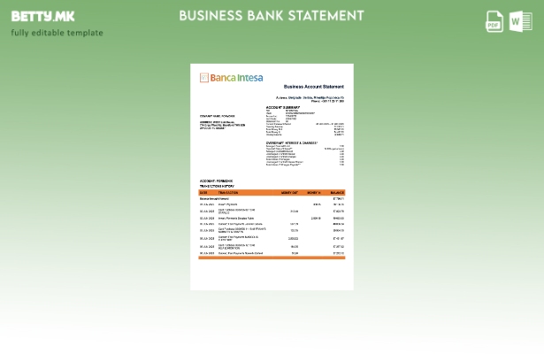 Модерен стил на српска банкарска сметка за претпријатие, шаблон Word и PDF