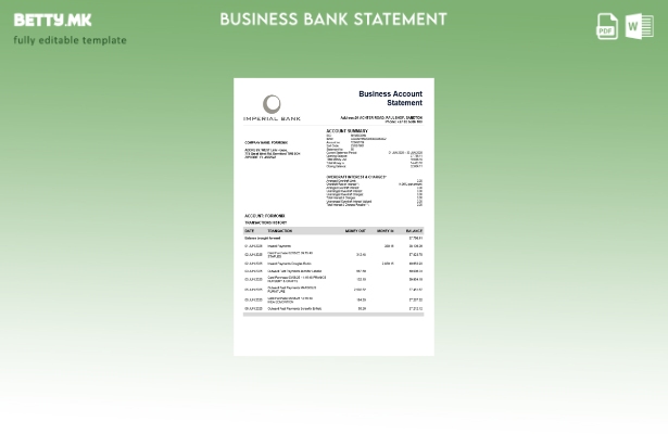 Модерен стил на цврста сметка на Јужноафриканската Империјална банка Шаблон Word