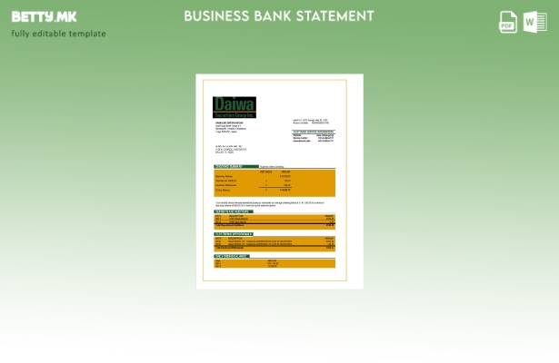 Модерен стил на Daiwa Securities Group, деловен извод од банка, Шаблон Word и PD