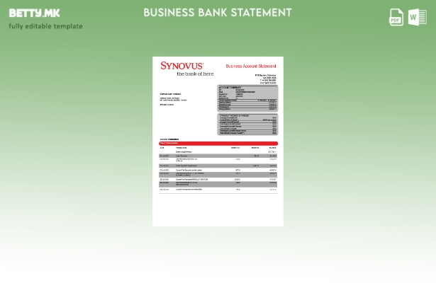 Модерен стил на Synovus Bank изјава за претпријатието Word и PDF шаблон