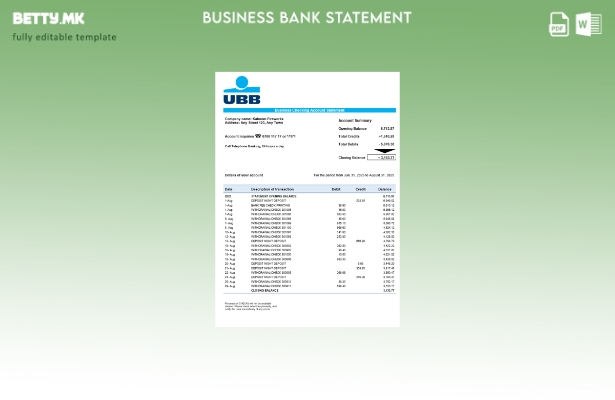 Модерен стил на UBB деловна фирма, шаблон за формат Word и PDF