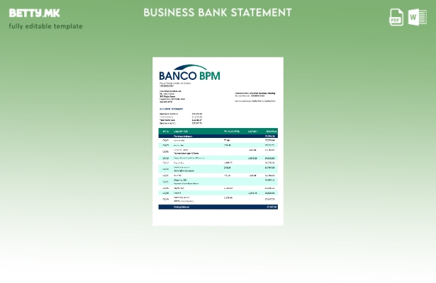 Модерен стил Banco BPM претпријатие изјава за Word и PDF шаблон