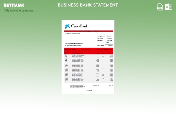 Модерен стил CAIXABANK банка извод на компанијата Шаблон Word и PDF