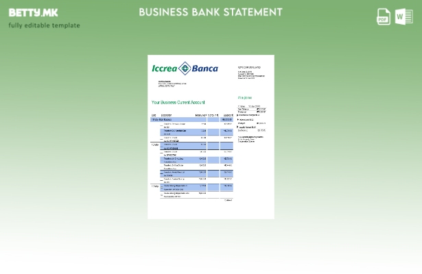 Модерен стил Iccrea Banca Извод на претпријатие за сметка на Word и PDF шаблон