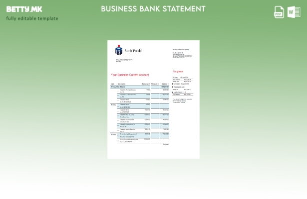 Модерен стил PKO Bank Polski корпоративна изјава за Word и PDF шаблон