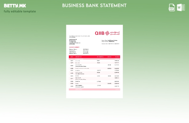 Модерен стил QIIB цврста изјава за сметката Шаблон Word и PDF