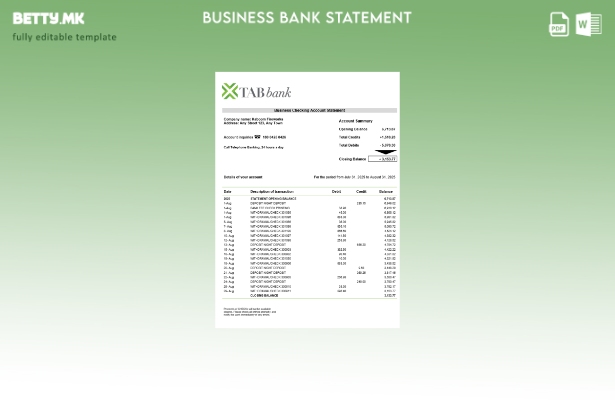 Модерен стил TAB организација што го проверува извештајот за сметката Шаблон за