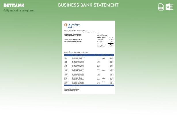 модерен стил Јужноафрикански Дискавери за проверка на извод на сметката Шаблон W
