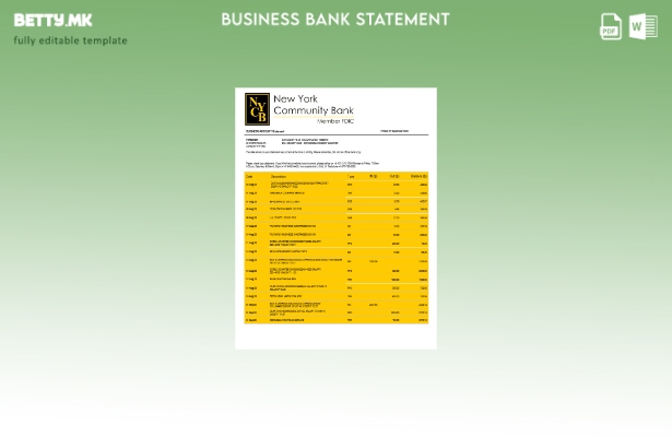 модерен стил Њу Јорк заедница Bancorp претпријатие сметка Изјава за Word и PDF Ш