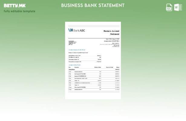 модерен стил Џордан ABC изјава за деловна сметка Шаблон Word и PDF