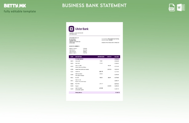 модерен стил Алстер организација проверува изјава за сметка Шаблон за формат Wor