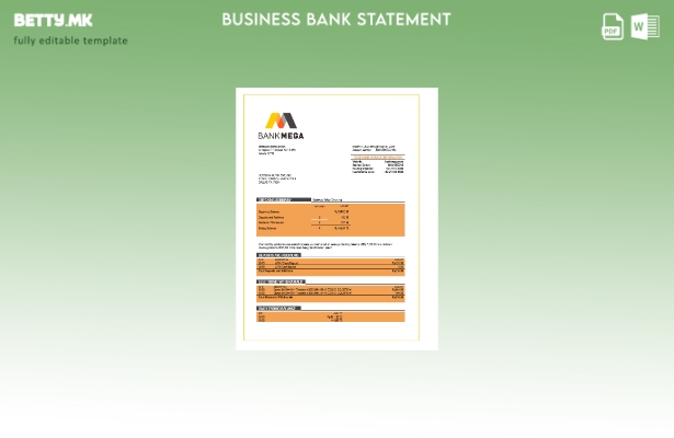 модерен стил Банка Мега корпоративна чековна сметка шаблон Word и PDF