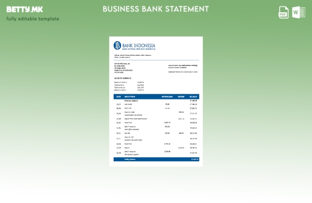 модерен стил Банка индонезиска компанија која проверува извод на сметката Word и
