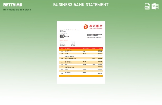 модерен стил Банката на Женгжу цврста сметка за шаблон Word и PDF