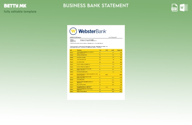 модерен стил Деловна изјава на Вебстер банка Шаблон Word и PDF
