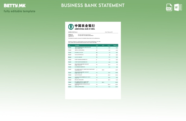 модерен стил Извештај за деловна сметка на земјоделска банка на Кина Шаблон Word