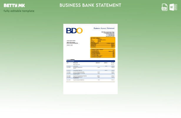 модерен стил Извештај за организација на BDO Bank Шаблон Word и PDF